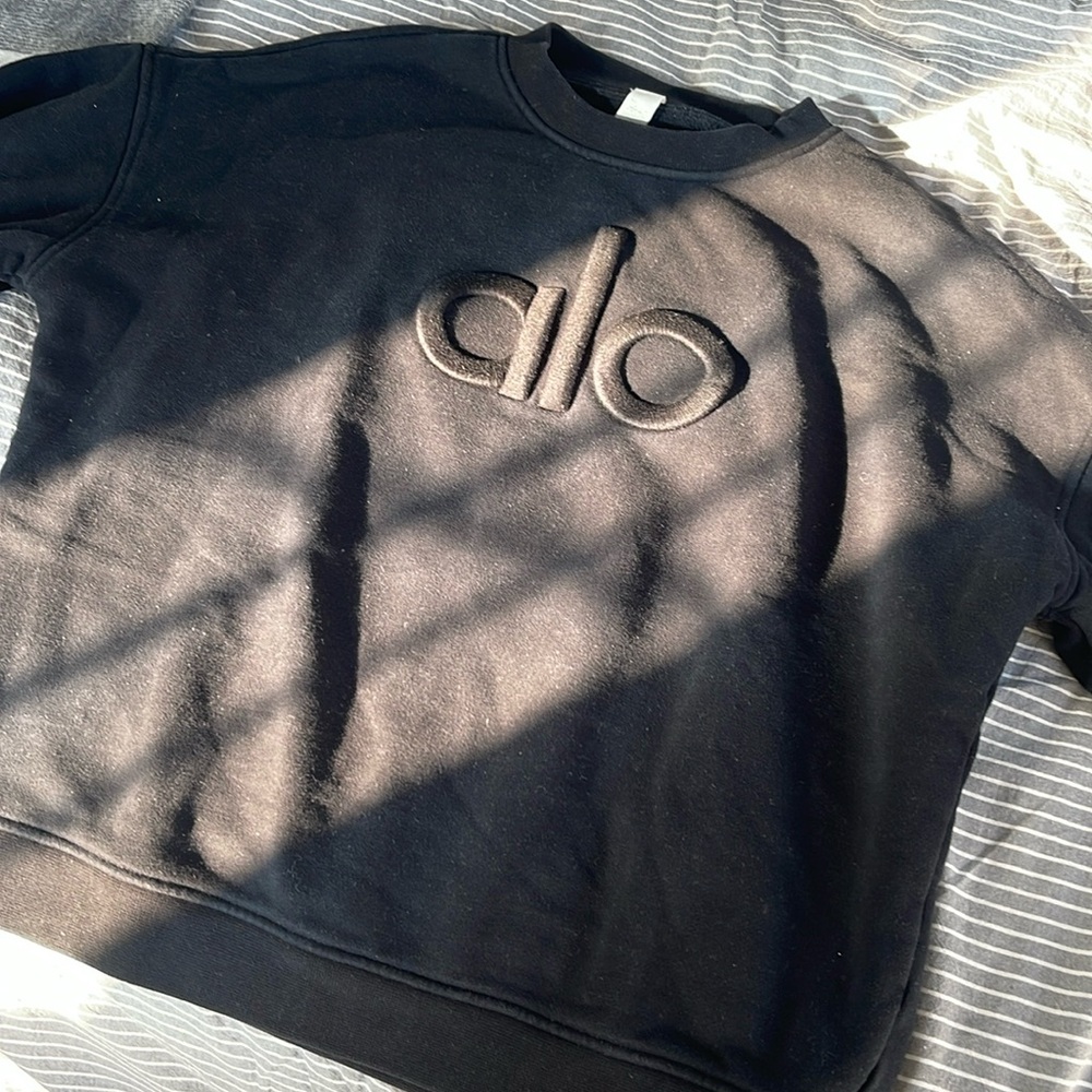 Alo Yoga Renown Emblem Heavy Weight Crew Neck Pullover Sweatshirt black m
